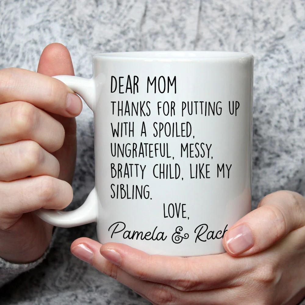 Thanks For Putting Up Mom Dad - Personalized Custom Coffee Mug - Image 3