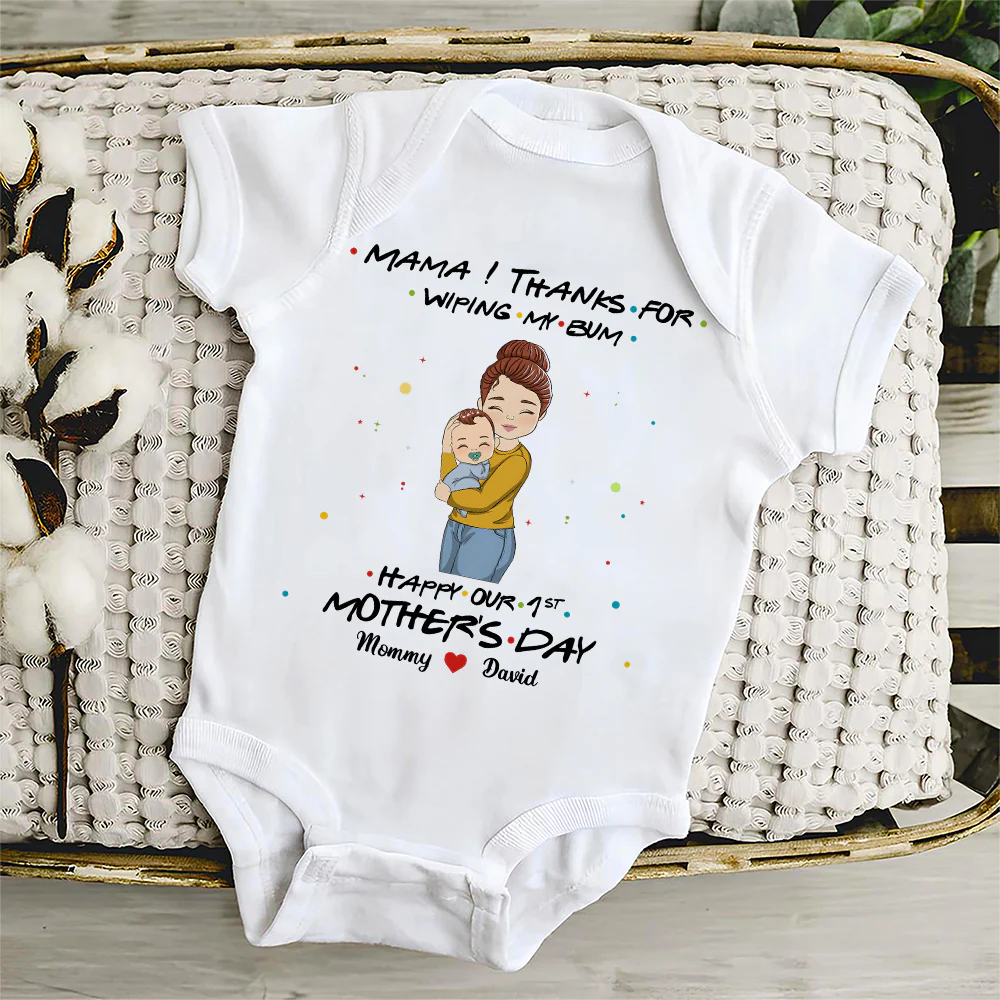 Thanks For Wiping My Bum Happy Mother Day - Personalized Custom Baby Onesie - Image 5