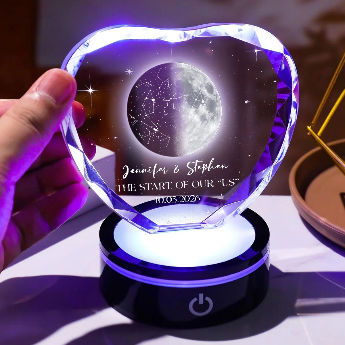 The Beginning Of Our Story - Personalized Custom Crystal Led Light - Image 4