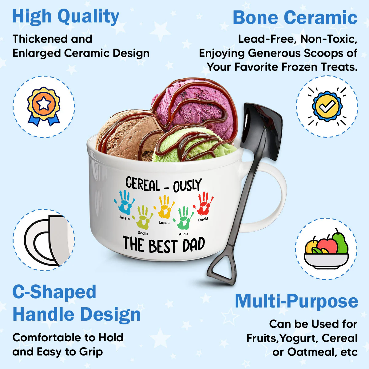 The Best Dad - Personalized Custom Ceramic Bowl - Image 5