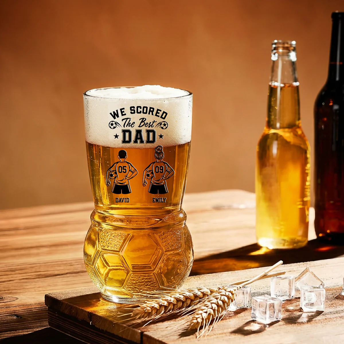 The Best Dad - Personalized Custom Football Beer Glass