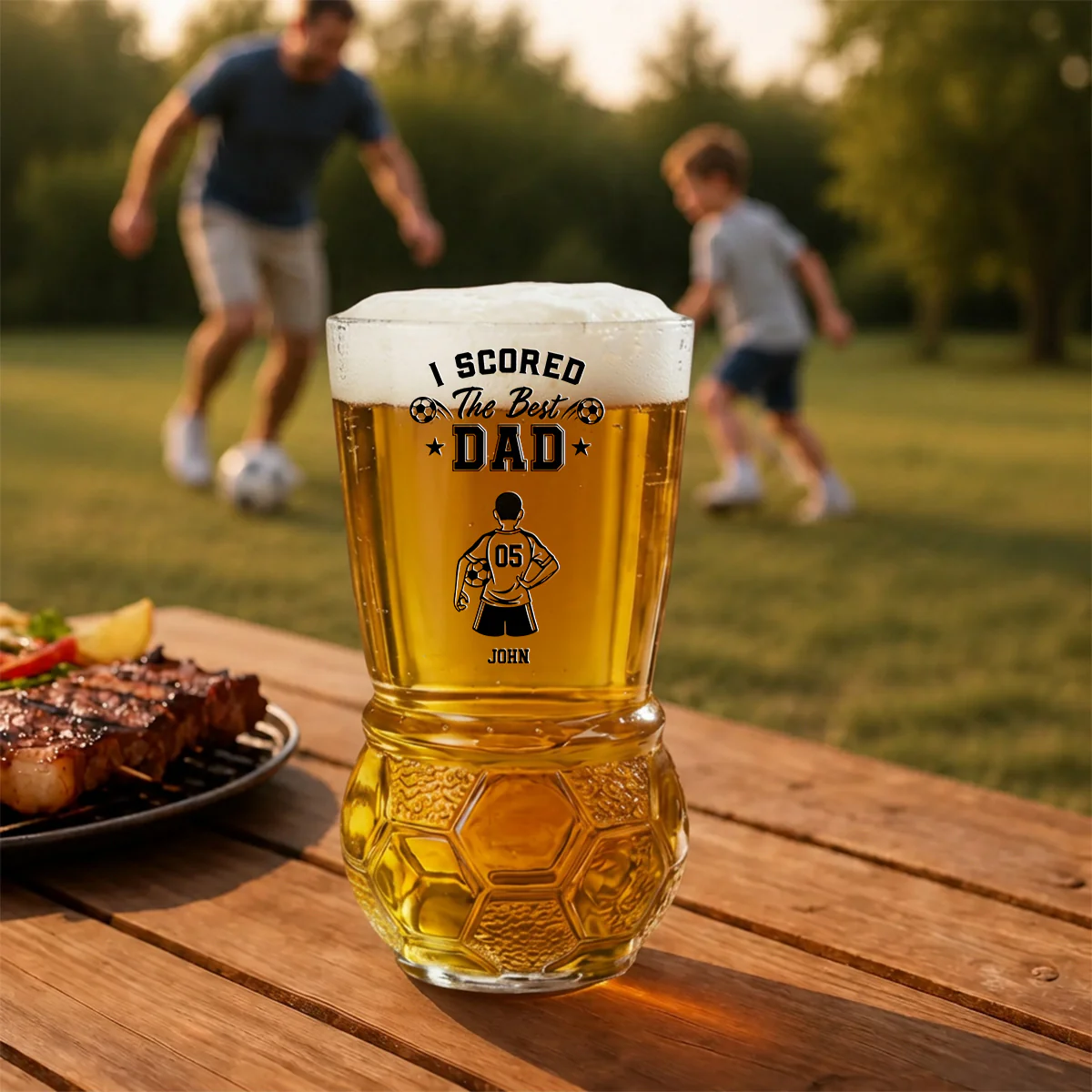 The Best Dad - Personalized Custom Football Beer Glass - Image 4