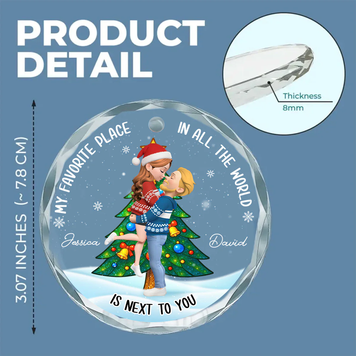 The Best Place Is With You - Personalized Custom Glass Ornament - Image 5