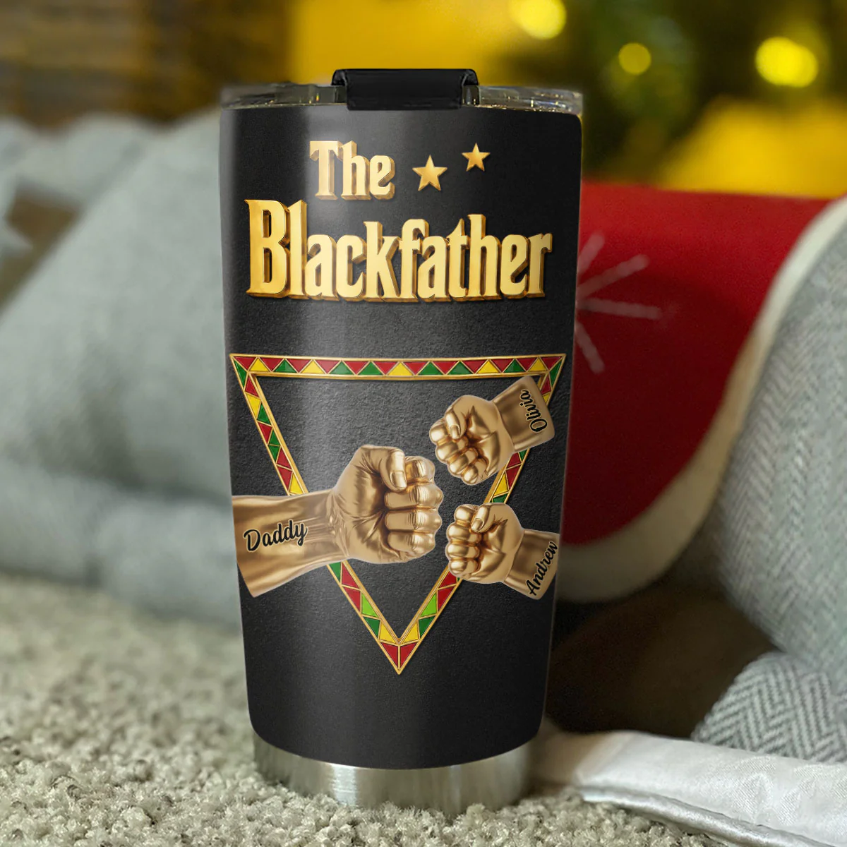 The Blackfather Gold - Personalized Custom 3D Effect Tumbler - Image 4