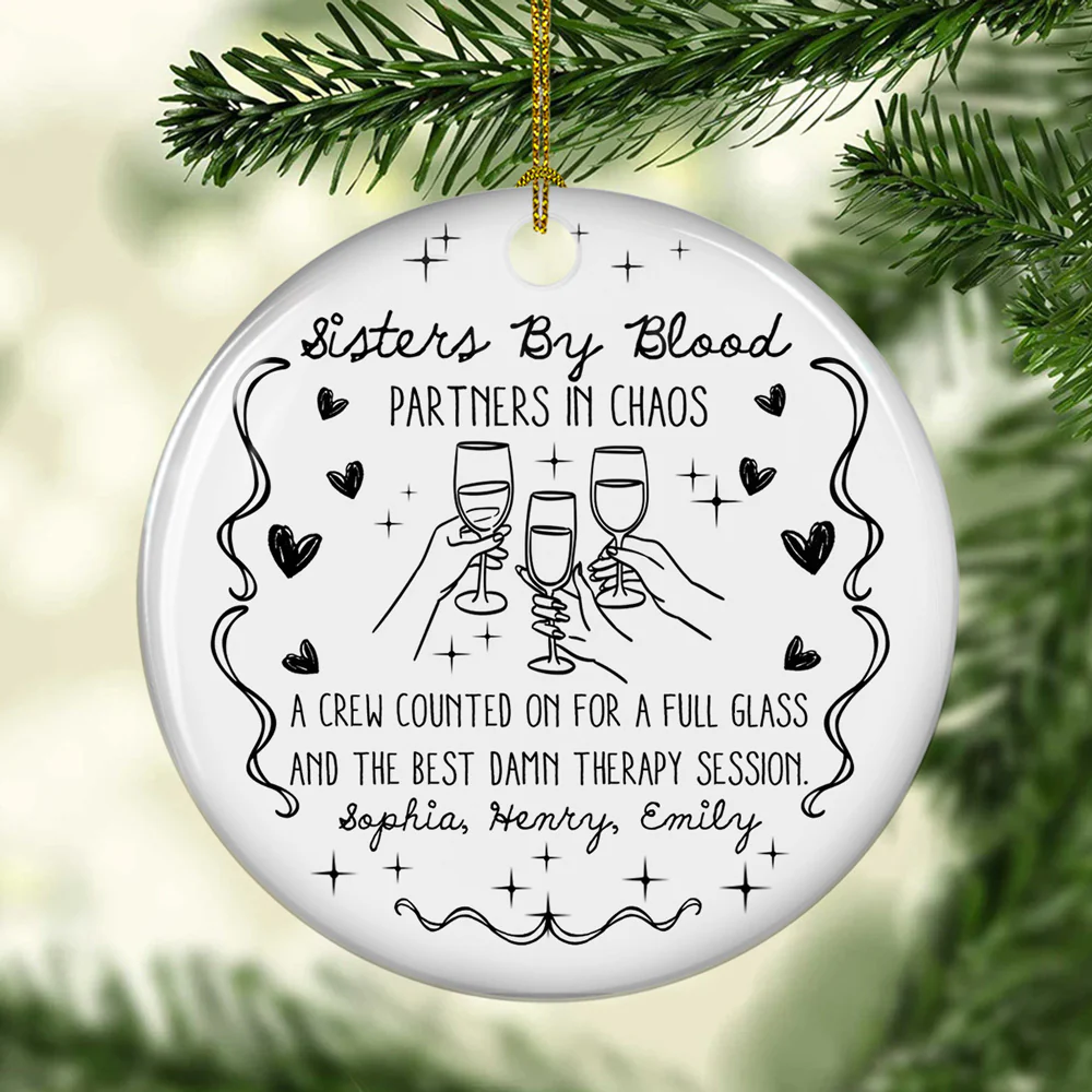 The Boozy Sisterhood - Personalized Custom Ceramic Ornament - Image 2