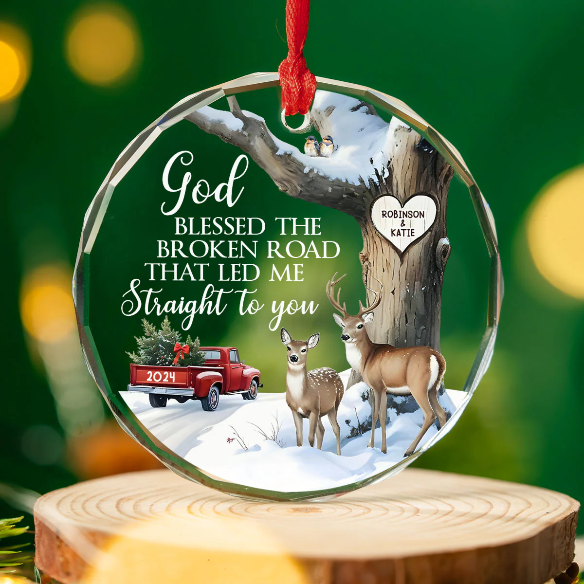 The Broken Road That Led Me Straight To You - Personalized Custom Glass Ornament - Image 2