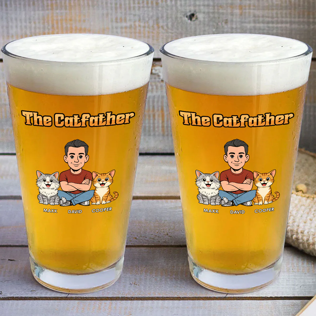 The Catfather Retro - Personalized Custom Beer Glass - Image 3