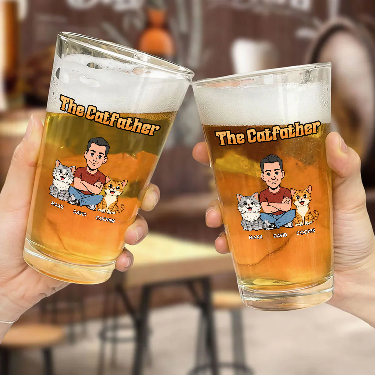 The Catfather Retro - Personalized Custom Beer Glass - Image 5