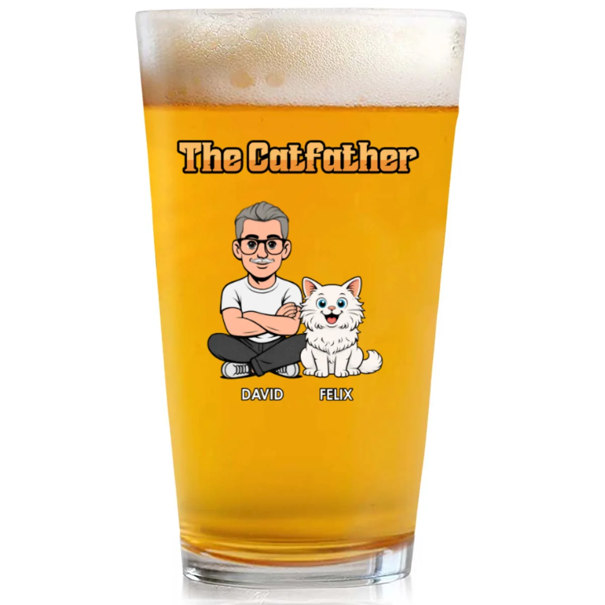 The Catfather Retro - Personalized Custom Beer Glass - Image 7
