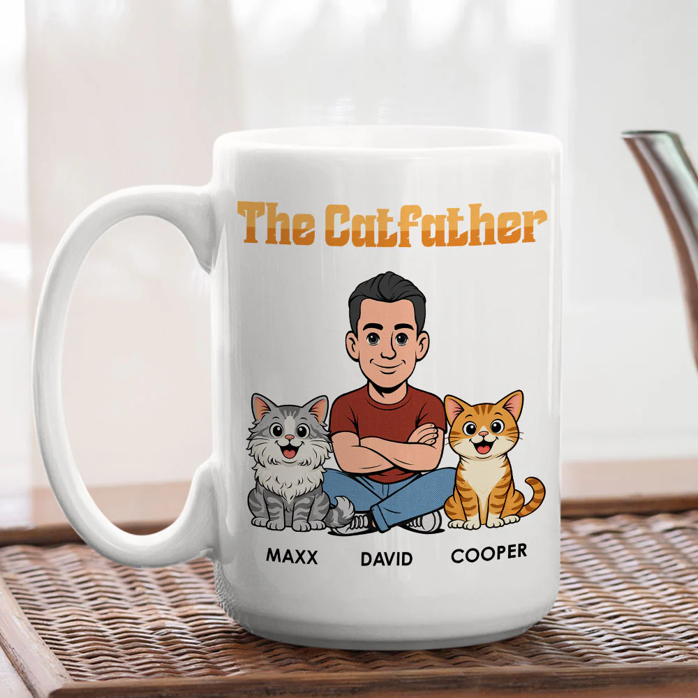 The Catfather Retro - Personalized Custom Coffee Mug - Image 3
