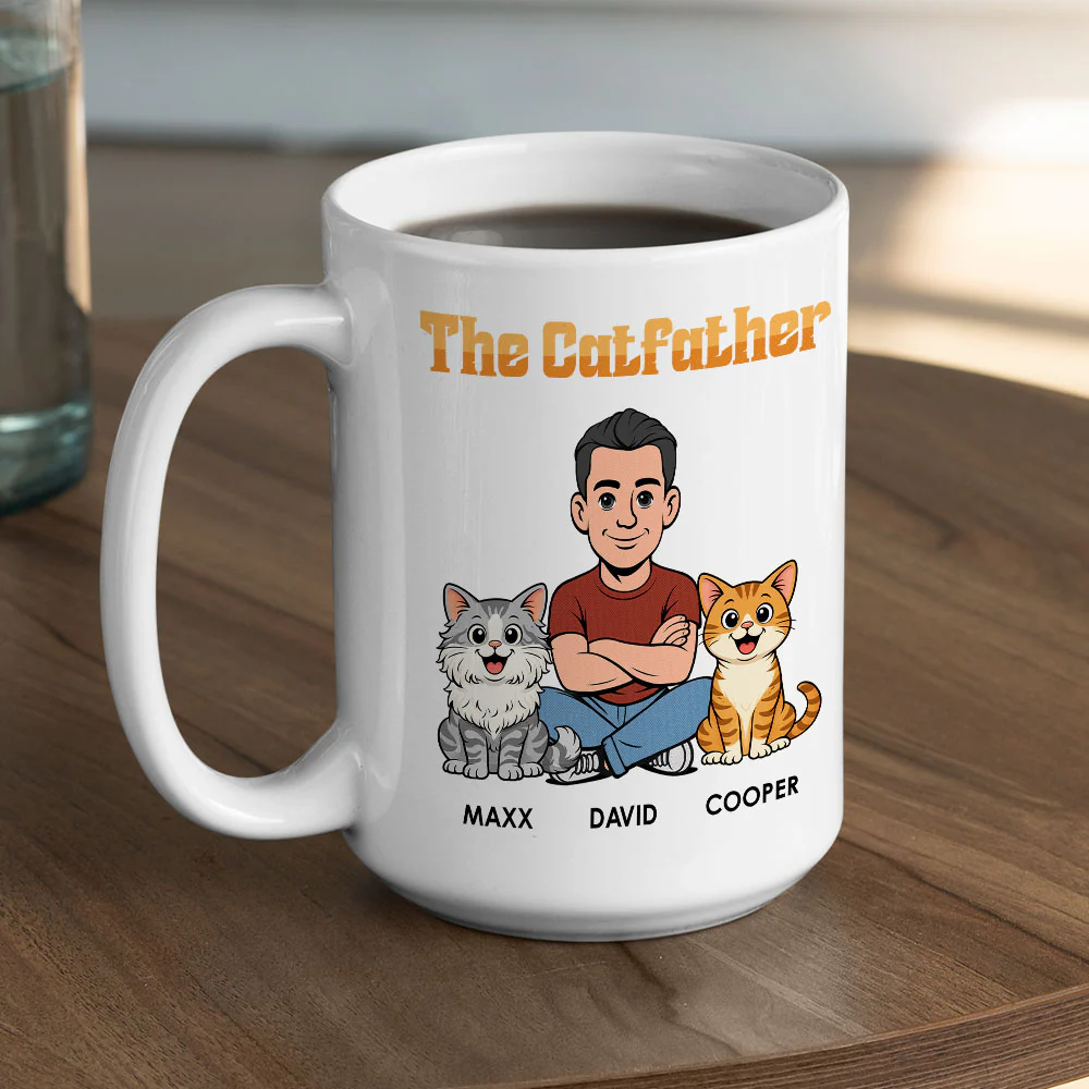 The Catfather Retro - Personalized Custom Coffee Mug - Image 4