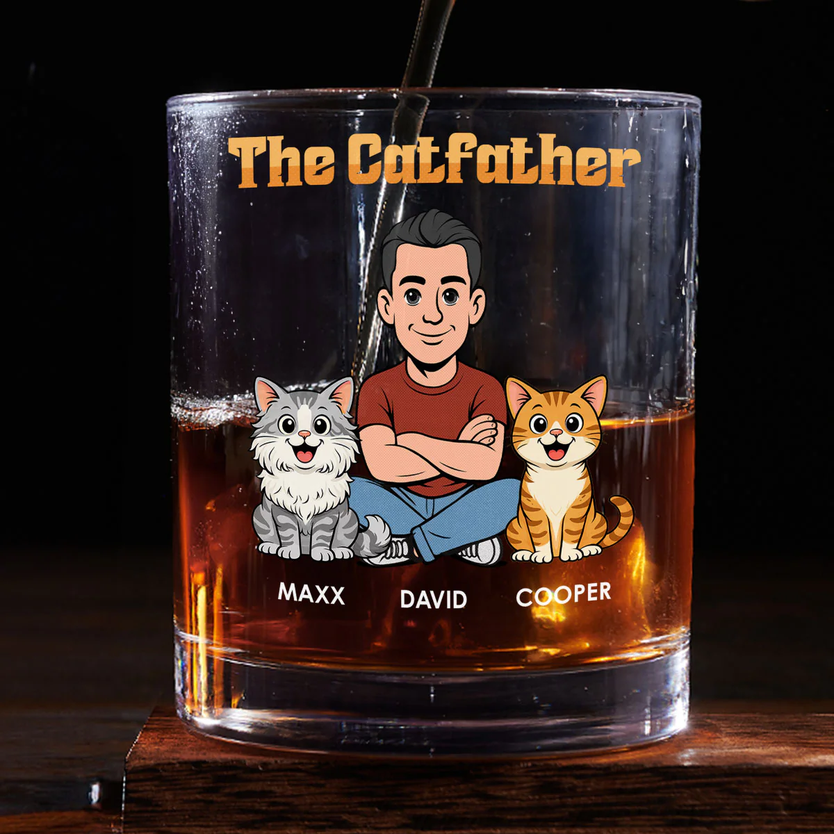 The Catfather Retro - Personalized Custom Whiskey Glass
