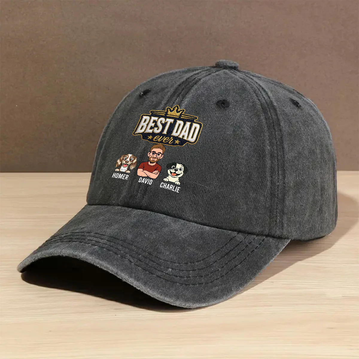 The Cool Parent Of Us - Personalized Custom 3D Effect Vintage Washed Denim Cap - Image 2