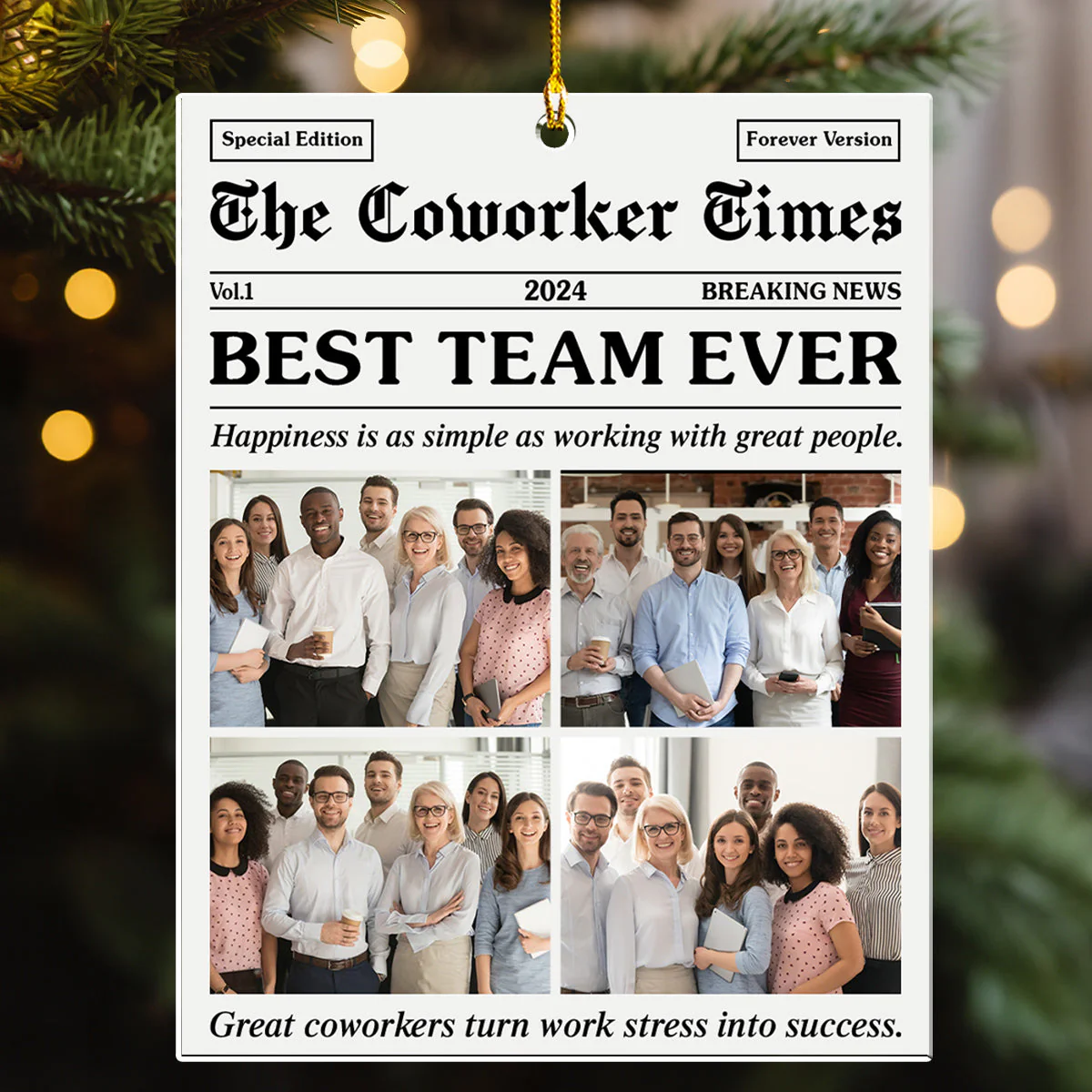 The Coworker Times - Personalized Custom Acrylic Ornament - Image 2