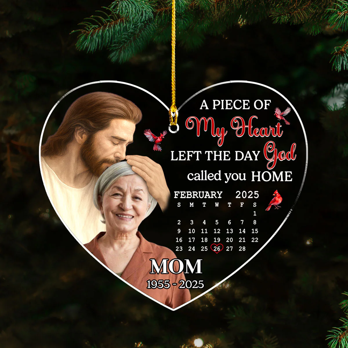 The Day God Called You Home - Personalized Custom Acrylic Ornament - Image 2