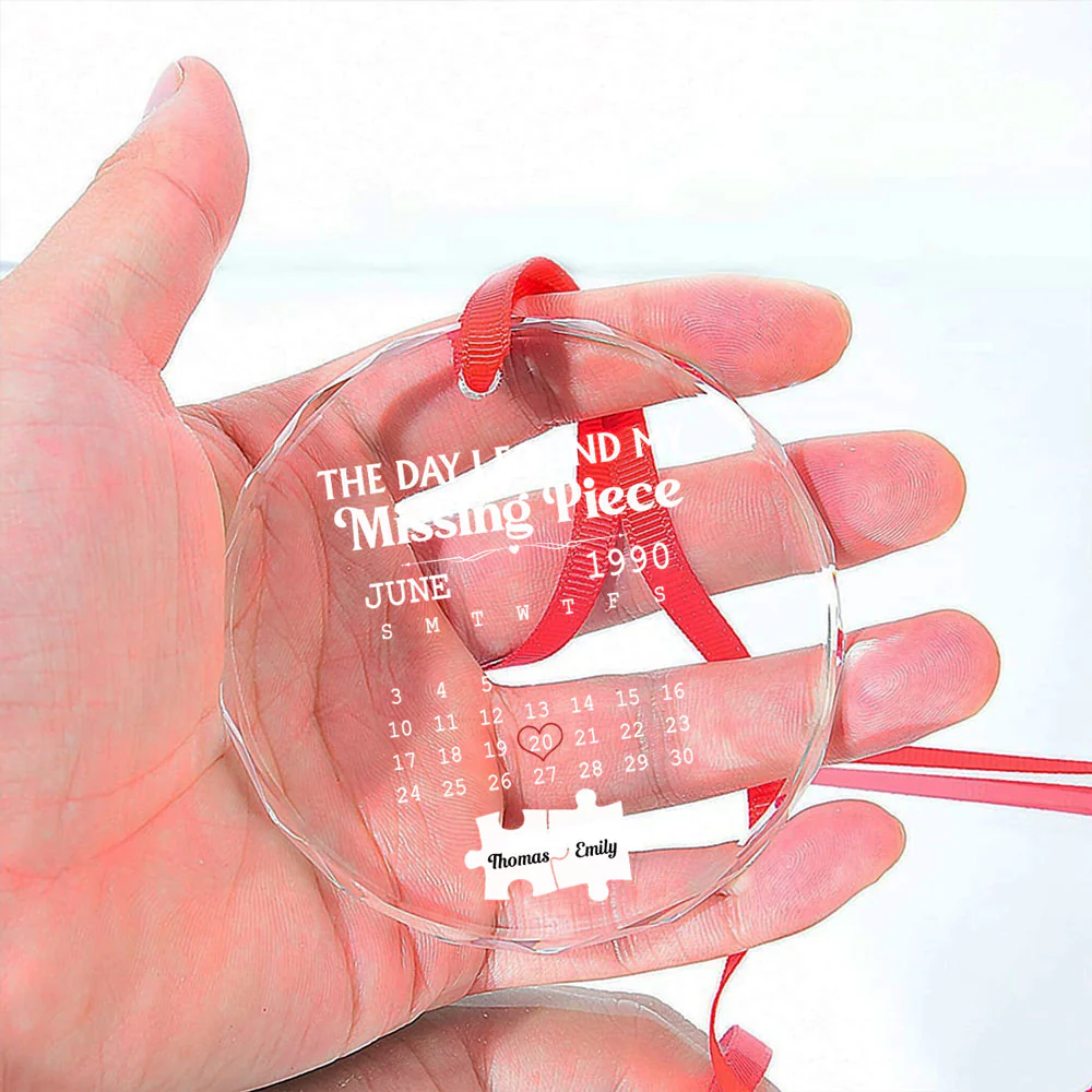 The Day I Found My Missing Piece - Personalized Custom Glass Ornament - Image 4