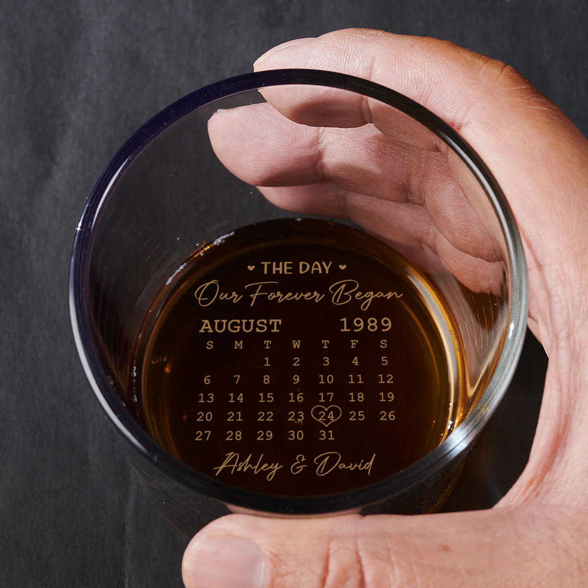 The Day Our Forever Began - Personalized Custom Engraved Whiskey Glass - Image 5