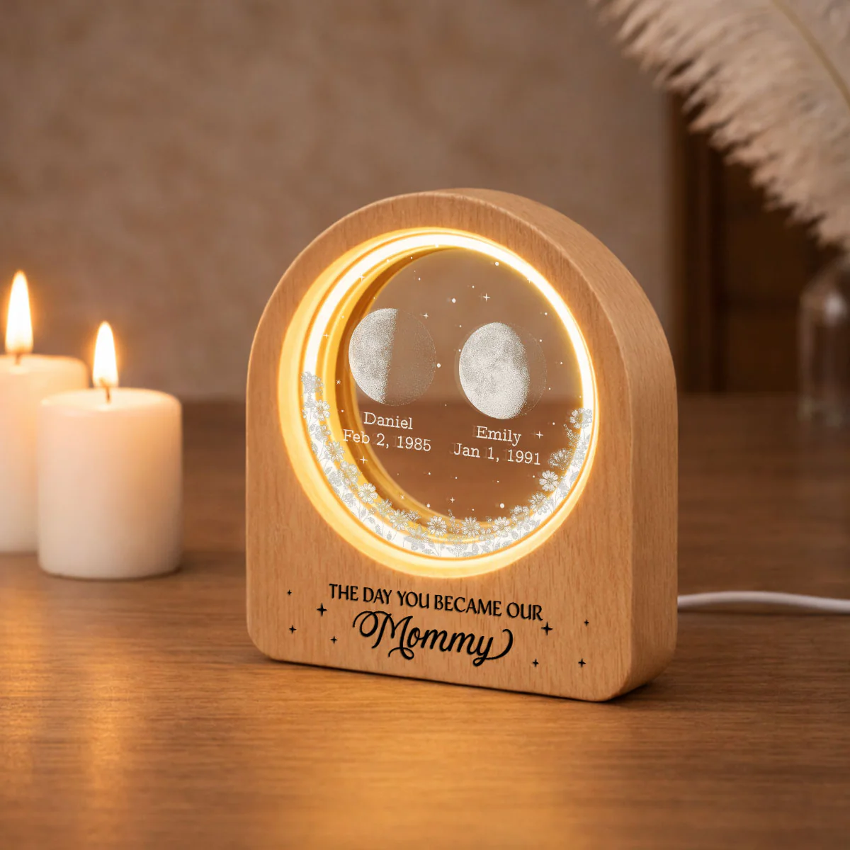 The Day Our Story Began - Personalized Custom 3D Crystal Photo Portrait LED - Image 3