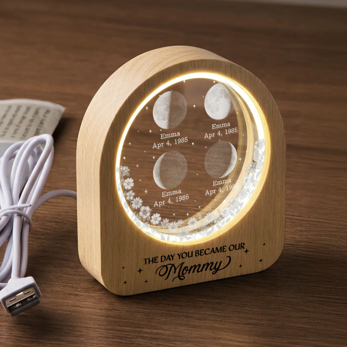 The Day Our Story Began - Personalized Custom 3D Crystal Photo Portrait LED - Image 4