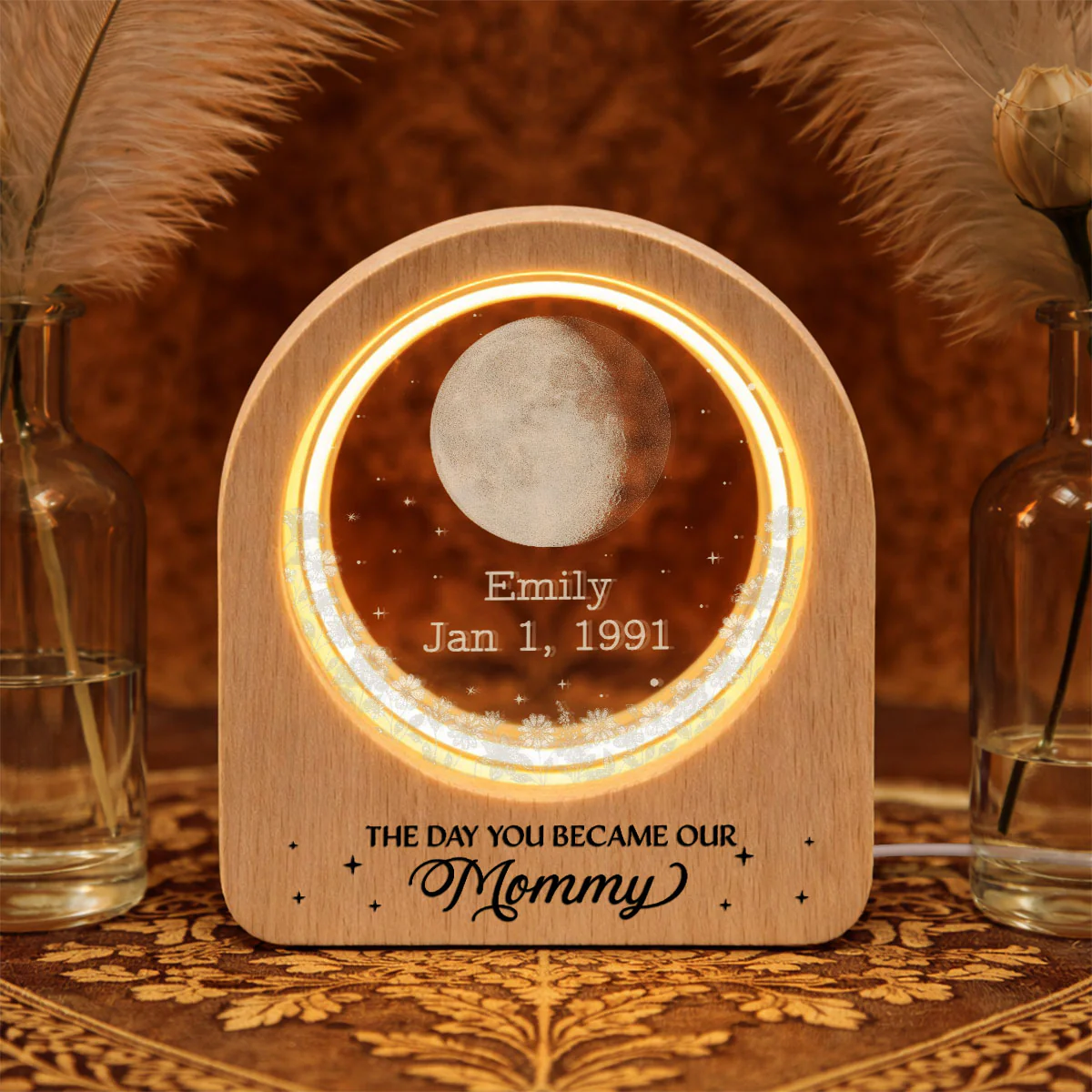 The Day Our Story Began - Personalized Custom 3D Crystal Photo Portrait LED - Image 5