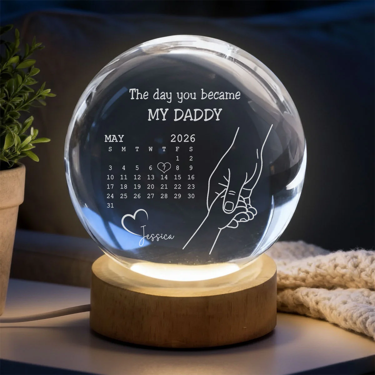 The Day You Became - Personalized Custom Crystal Globe Lamp - Image 3