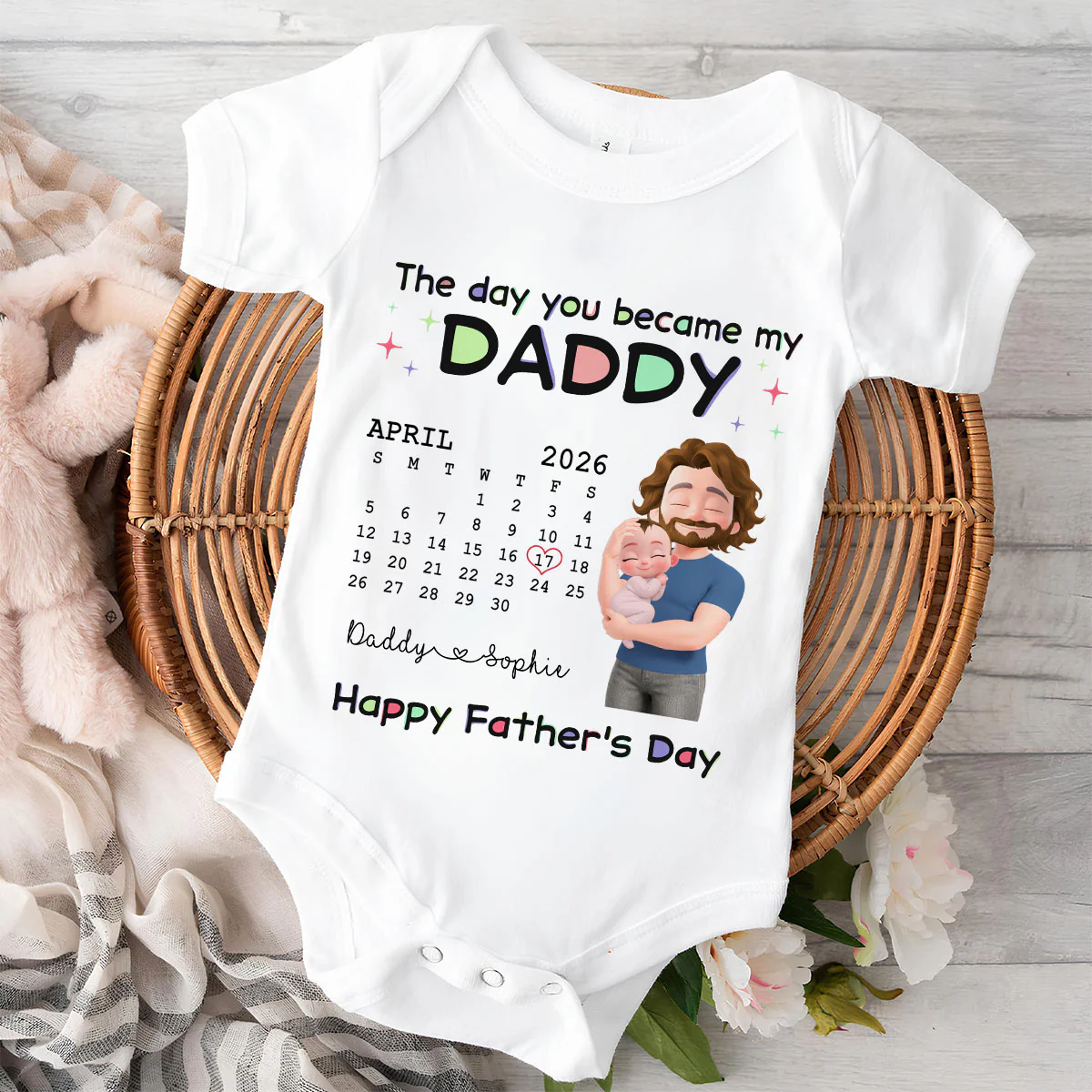 The Day You Become My Daddy 2 - Personalized Custom Baby Onesie - Image 2