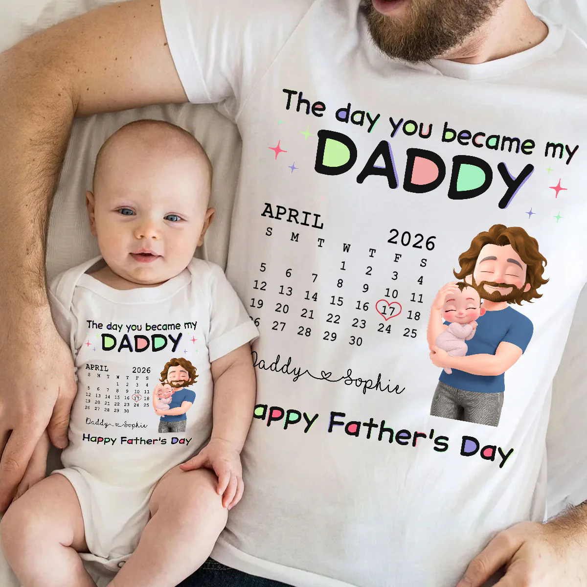 The Day You Become My Daddy 2 - Personalized Custom Baby Onesie - Image 4