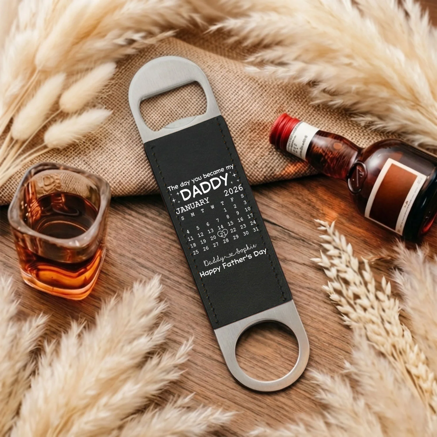 The Day You Become My Daddy - Personalized Custom Leather Bottle Opener