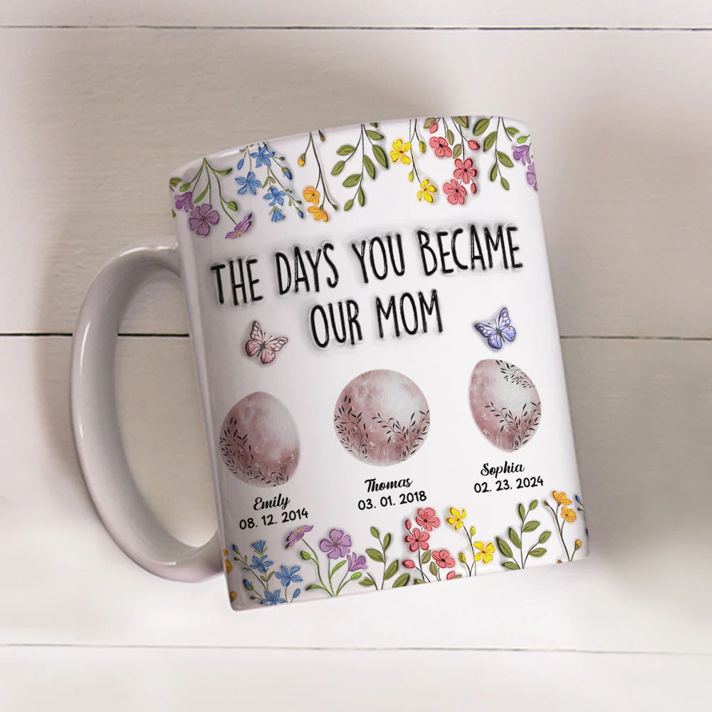The Days You Became Mom - Personalized Custom 3D Inflated Effect Mug - Image 4