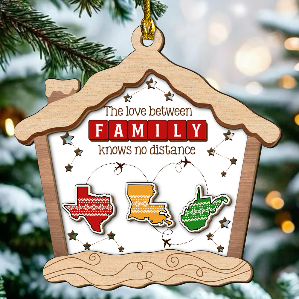 The Distance Means Nothing - Personalized Custom 2-Layered Wood Ornament - Image 2