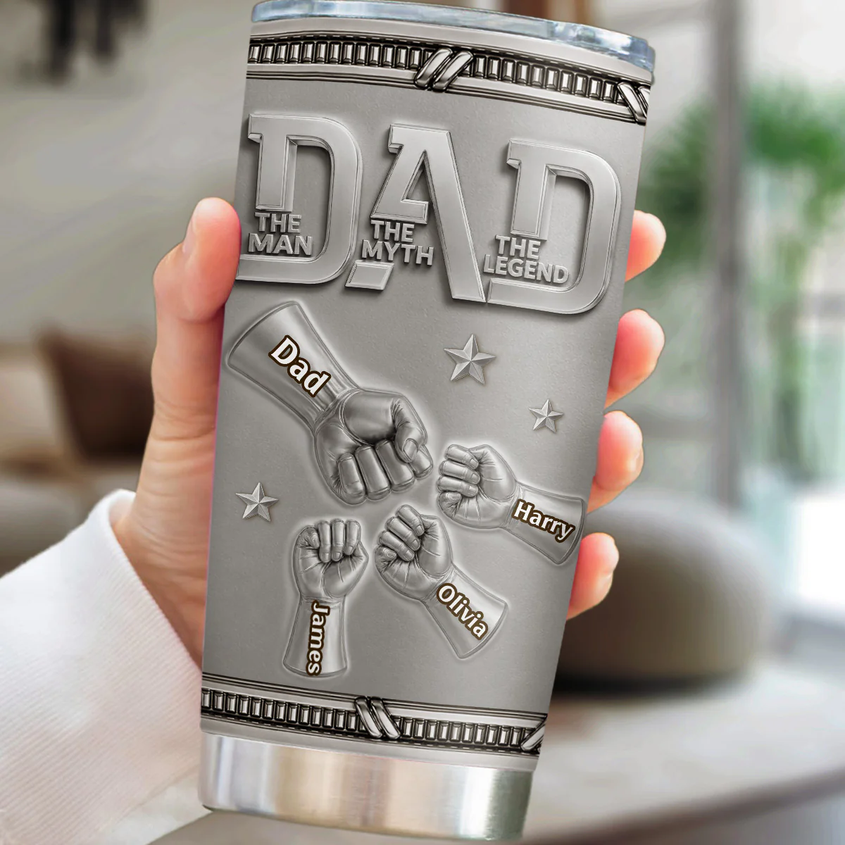The Family Strength Trophy - Personalized Custom 3D Effect Tumbler - Image 4