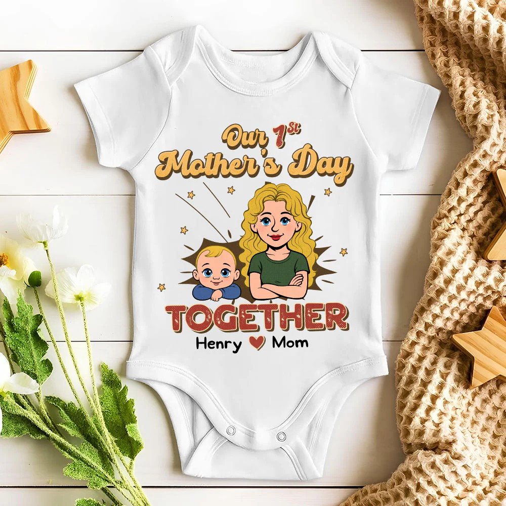 The First Mother Day Together - Personalized Custom Baby Onesie - Image 3