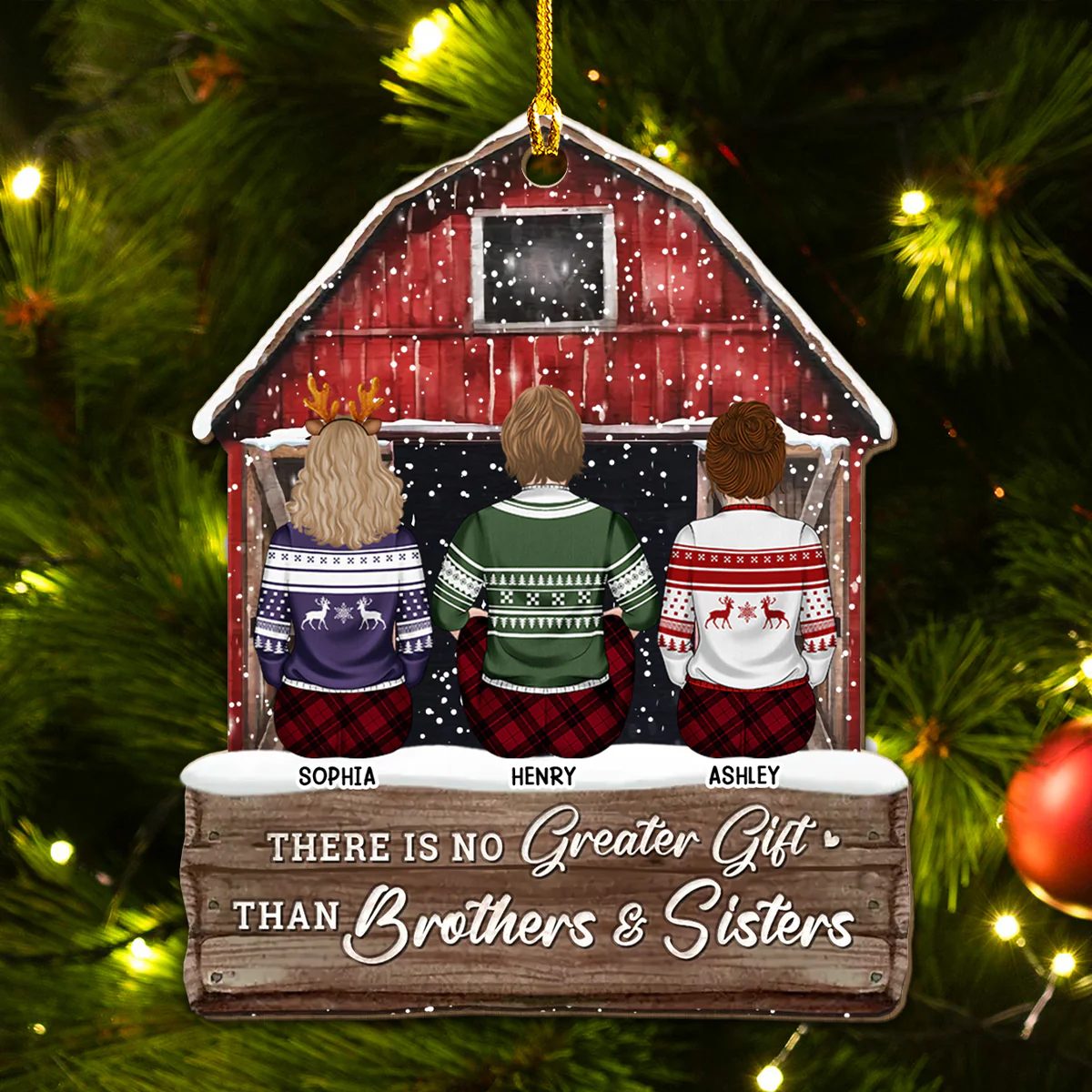 The Greatest Gift Is Family - Personalized Custom Wood Ornament - Image 5