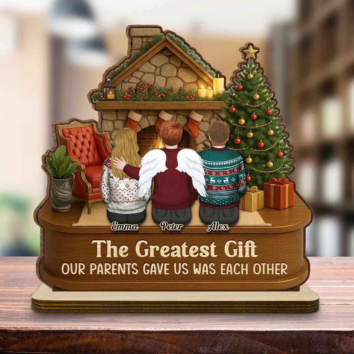The Greatest Gift - Personalized Custom 2-Layer Wood Plaque With Flat Base - Image 2