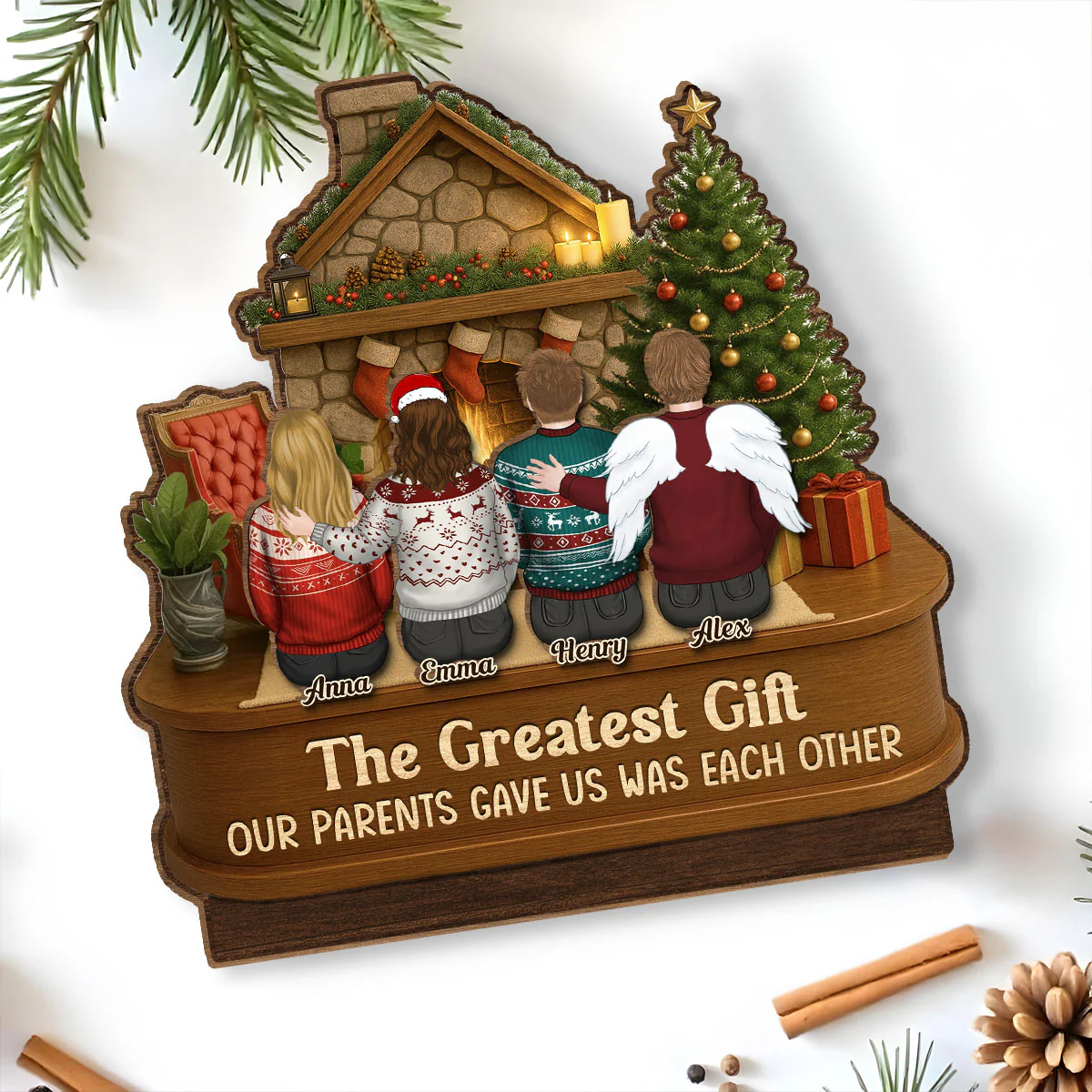 The Greatest Gift - Personalized Custom 2-Layer Wood Plaque With Flat Base - Image 4