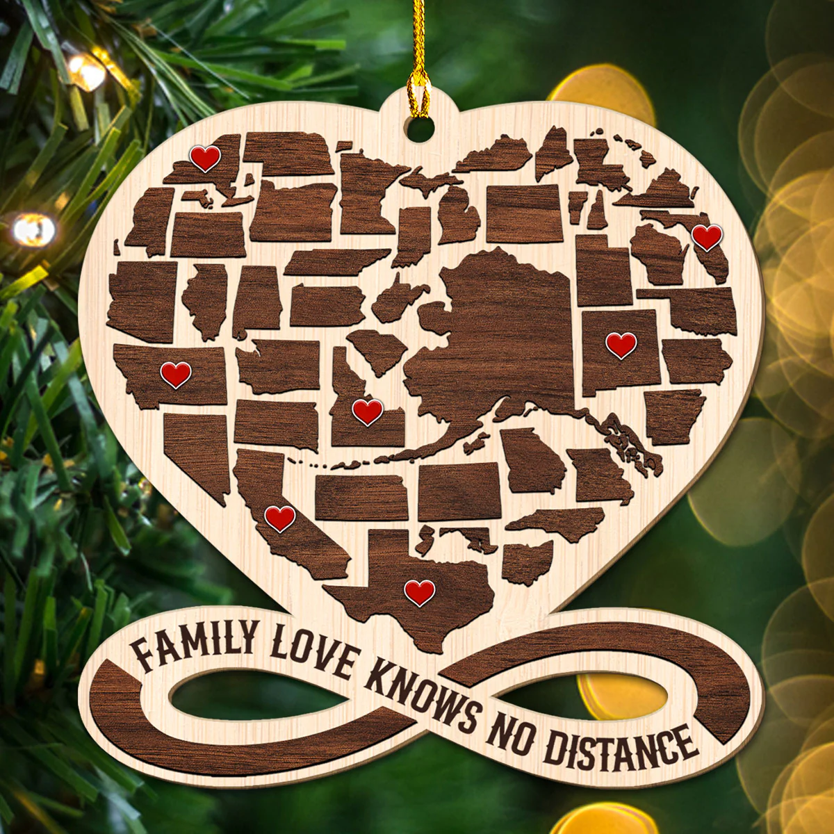 The Heart Knows No Distance - Personalized Custom Wood Ornament - Image 4