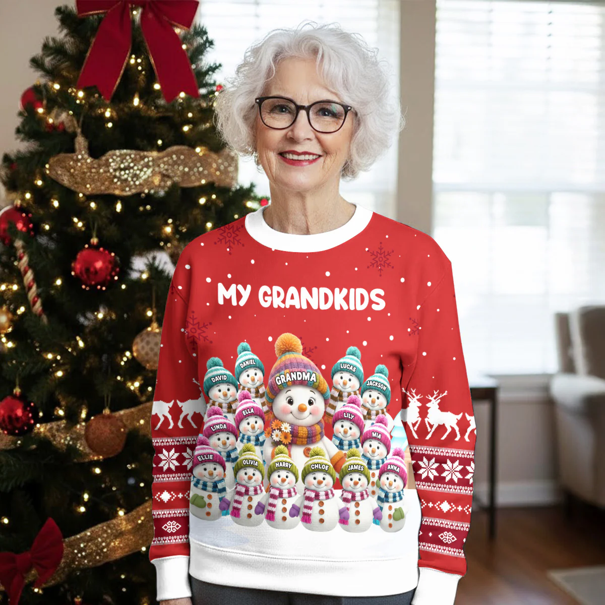 The Knitted Family - Personalized Custom All-Over-Print Sweatshirt - Image 3