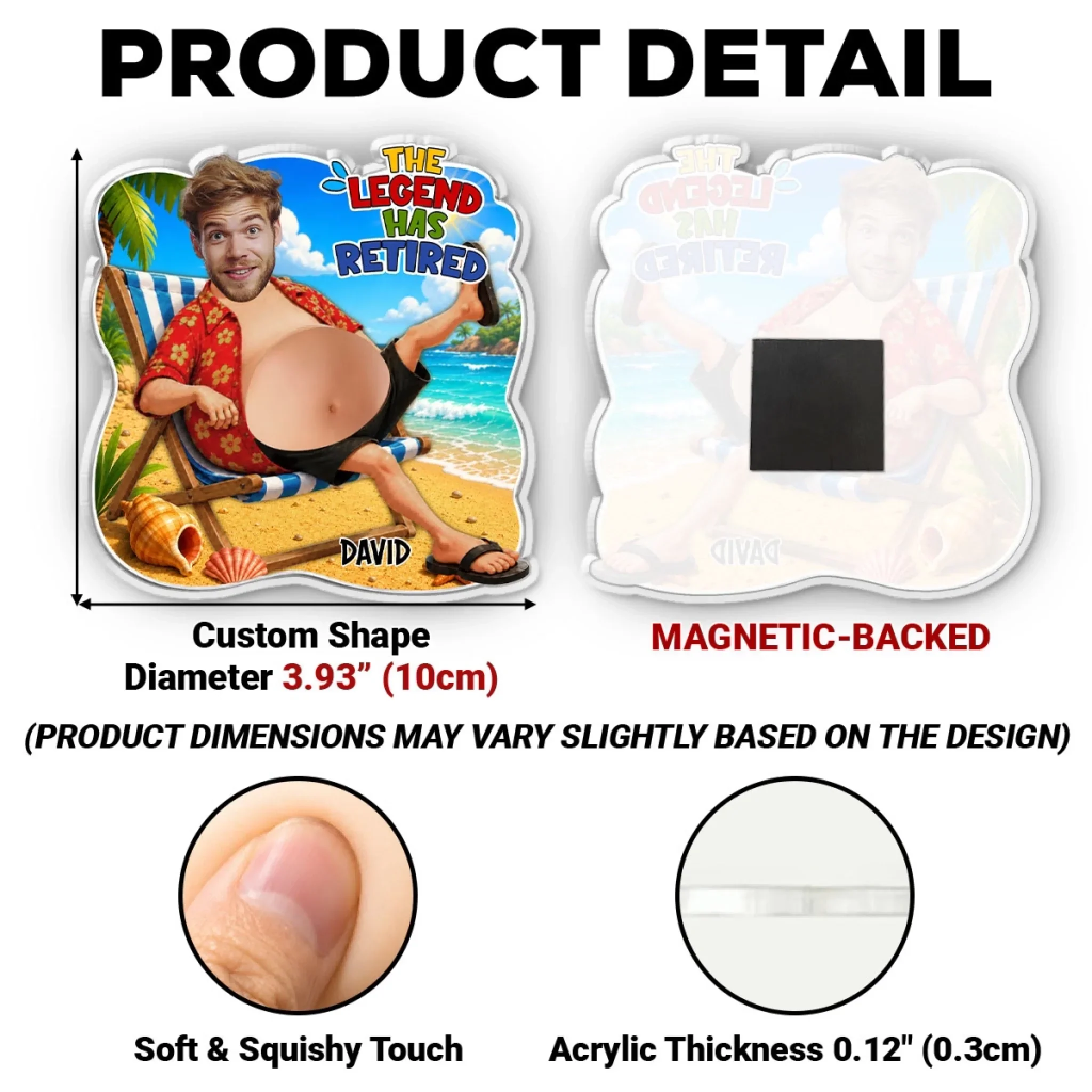 The Legend Has Retired - Personalized Custom Squishy Acrylic Fridge Magnet - Image 6