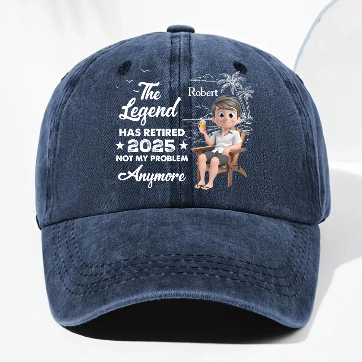 The Legend Has Retired Vintage - Personalized Custom Vintage Washed Denim Cap - Image 11