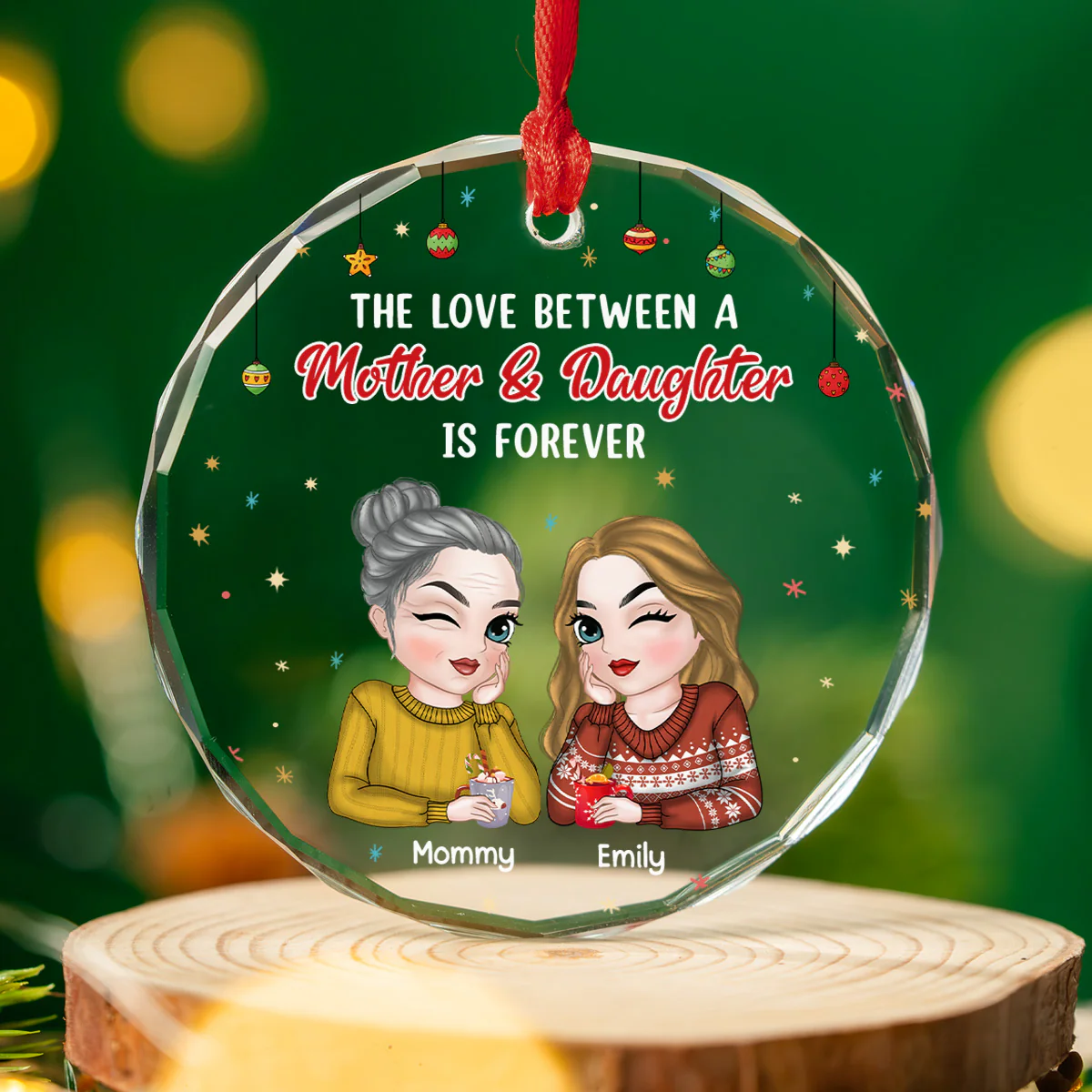 The Love Between A Mother And Daughter - Personalized Custom Glass Ornament - Image 6