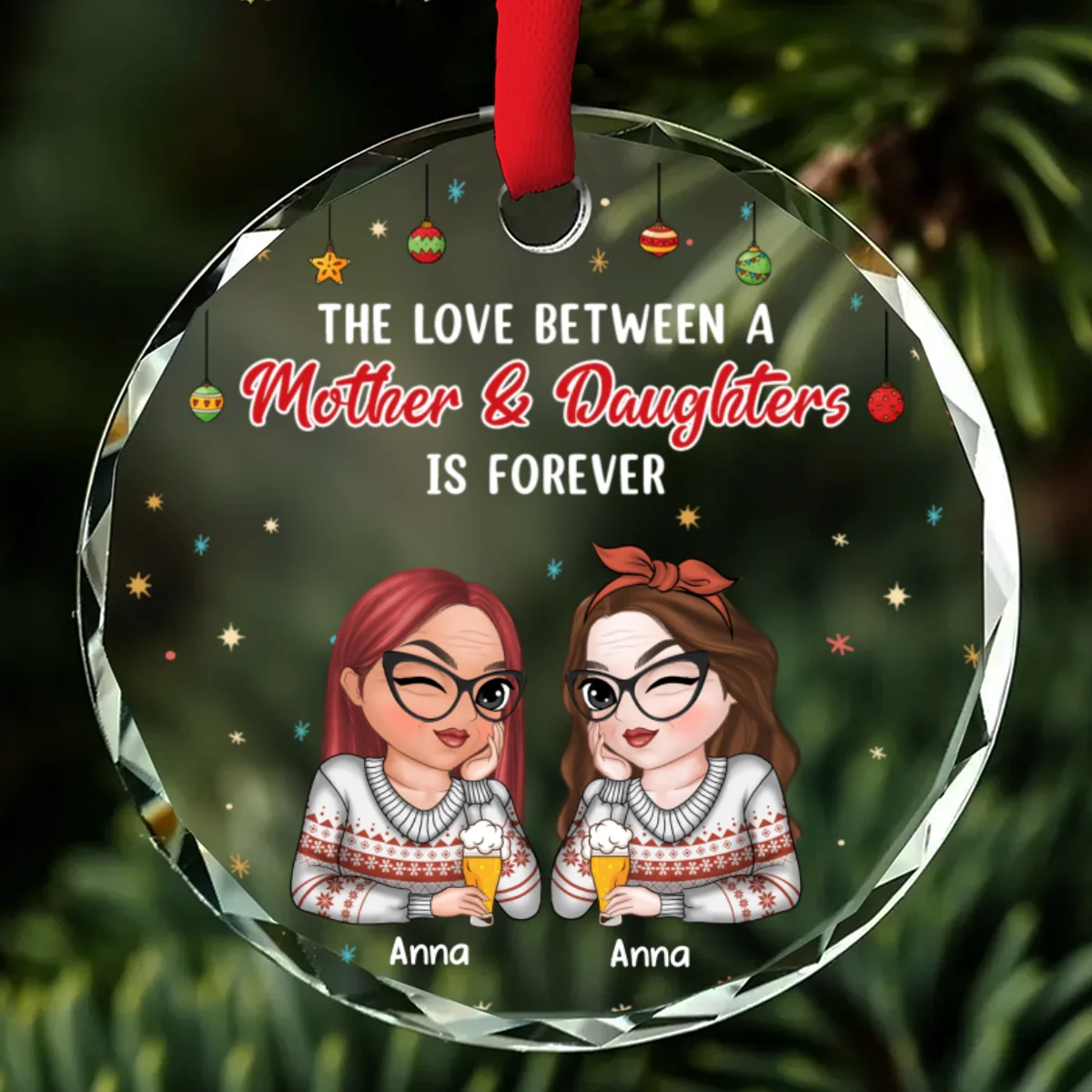 The Love Between A Mother And Daughter - Personalized Custom Glass Ornament - Image 8