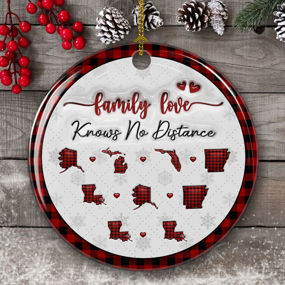 The Love Between Family Knows No Distance - Personalized Custom 3D Inflated Effect Ceramic Ornament - Image 4