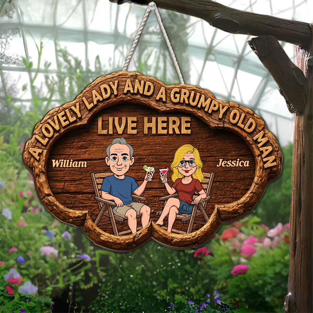 The Lovely And Grumpy Household - Personalized Custom Wood Sign - Image 2
