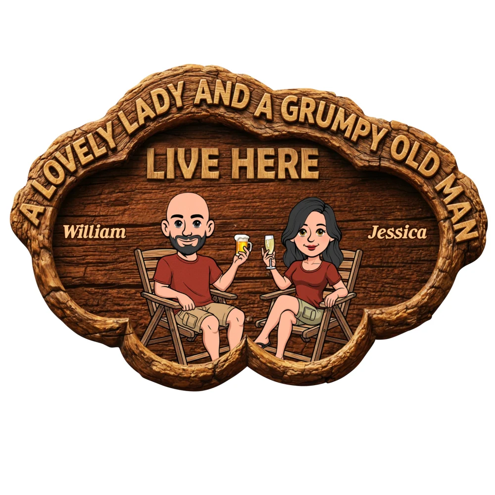 The Lovely And Grumpy Household - Personalized Custom Wood Sign - Image 7