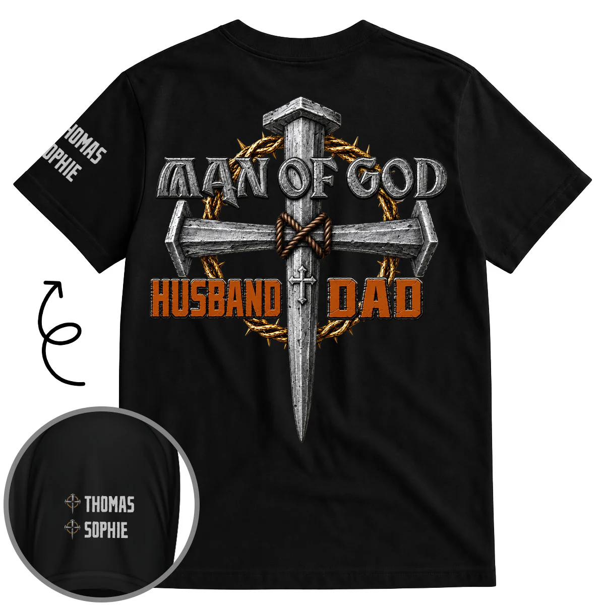 The Man Of God - Personalized Custom Shirt With Design On Sleeve