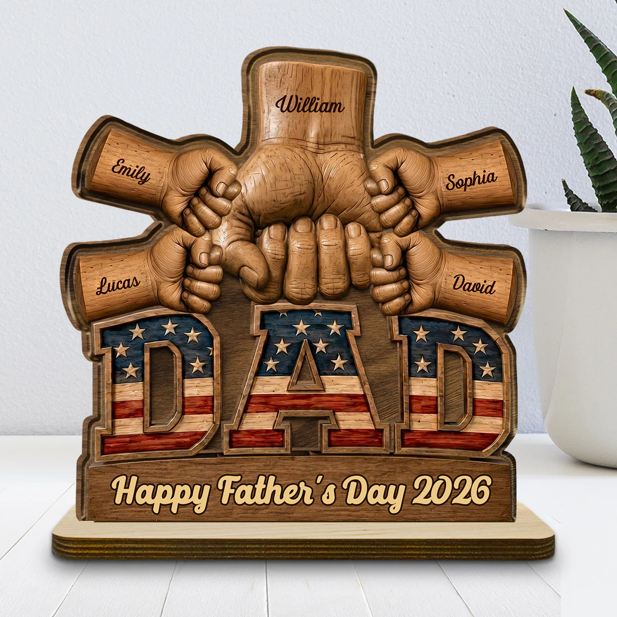 The Man Who Holds Us Together - Personalized Custom 2-Layer Wood Plaque With Flat Base
