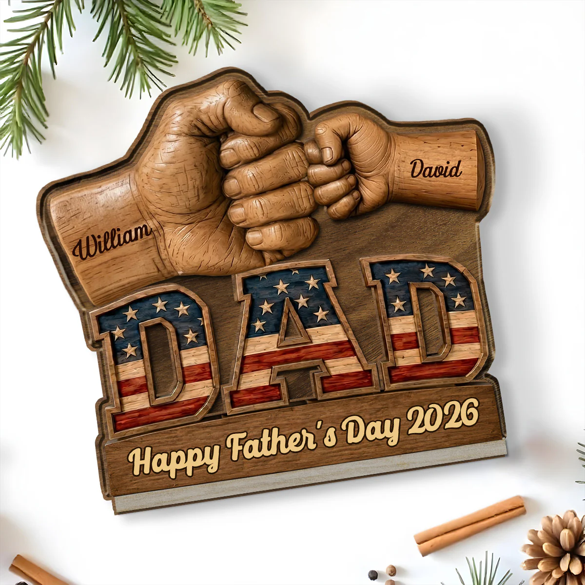 The Man Who Holds Us Together - Personalized Custom 2-Layer Wood Plaque With Flat Base - Image 4