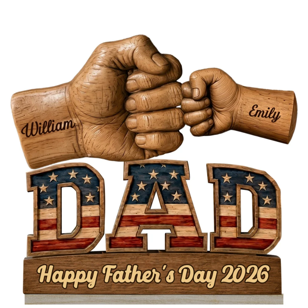 The Man Who Holds Us Together - Personalized Custom 2-Layer Wood Plaque With Flat Base - Image 6