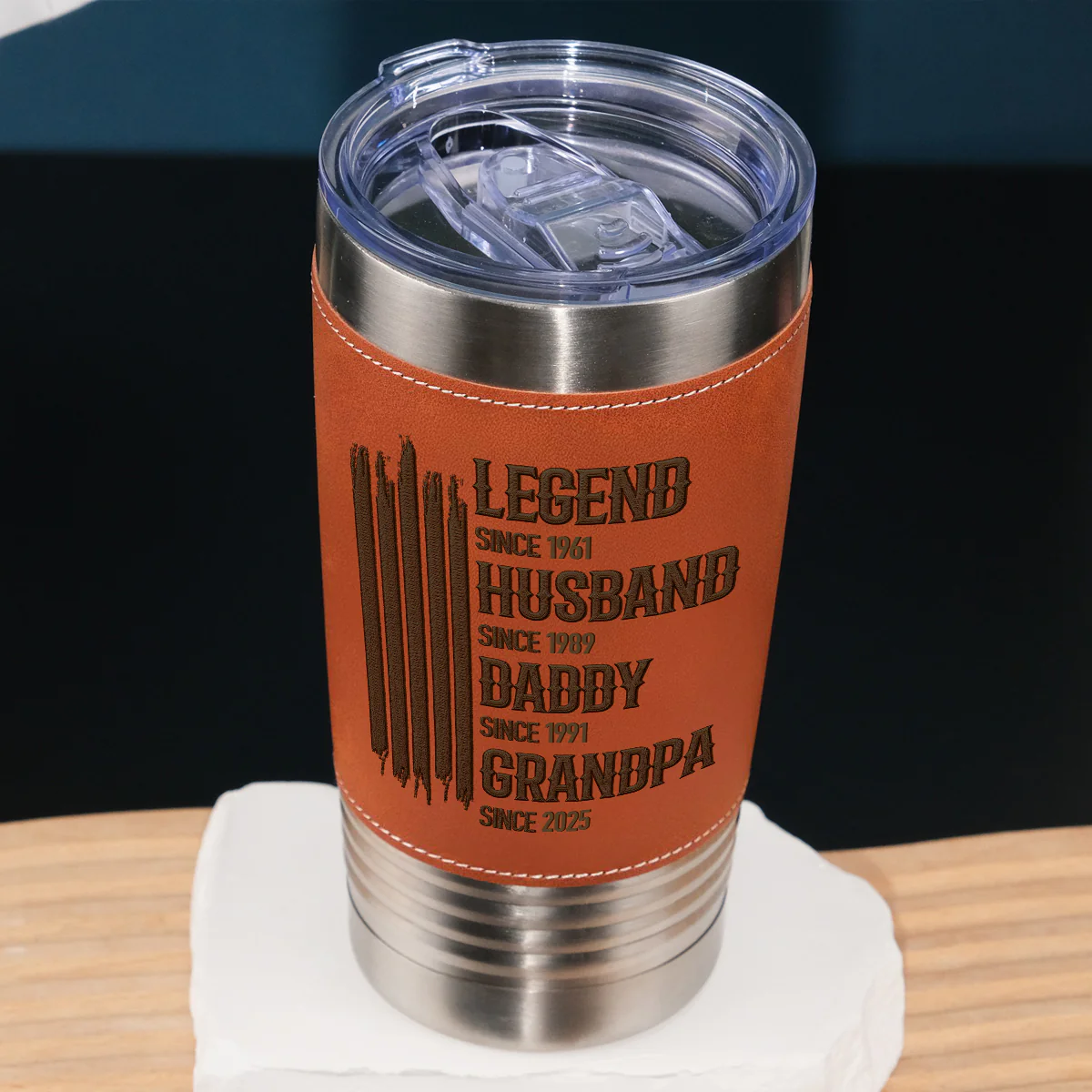 The Mighty Legend - Personalized Custom Leather Tumbler - Image 6