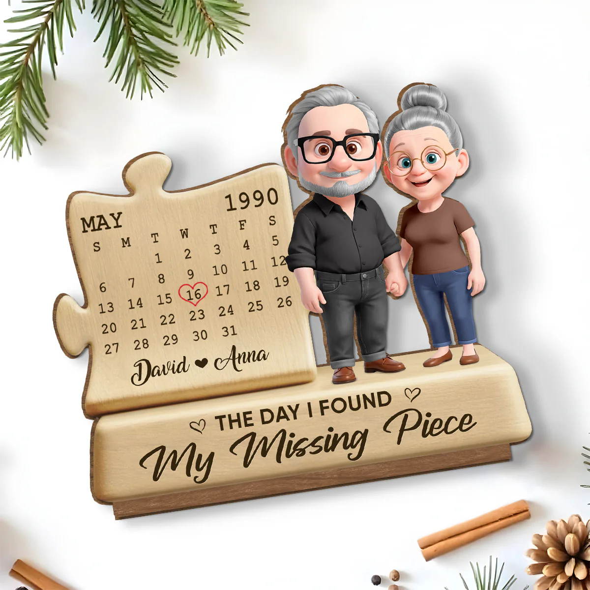 The Missing Piece - Personalized Custom 2-Layer Wood Plaque With Flat Base - Image 3